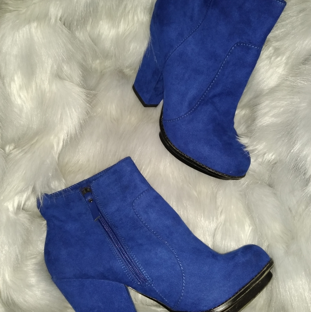 Electric Blue Suede Boots